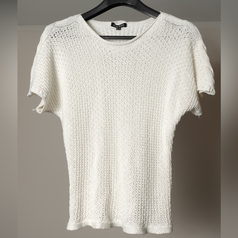 Marble White Knit Short Sleeved Sweater Size L